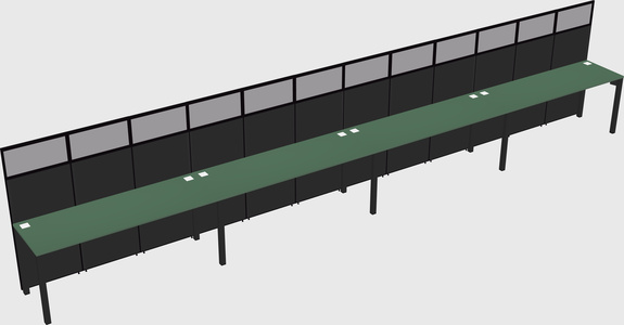 Shared rectangular cubicle