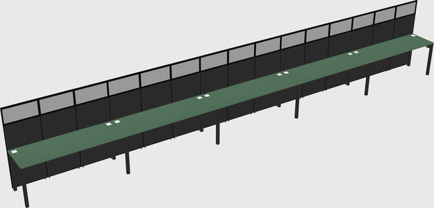 Shared rectangular cubicle