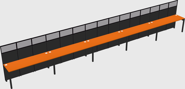 Shared rectangular cubicle