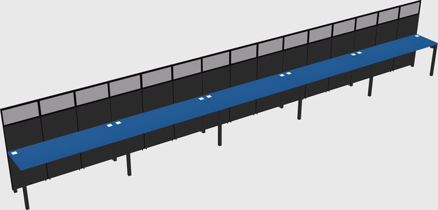 Shared rectangular cubicle