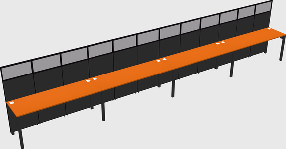 Shared rectangular cubicle