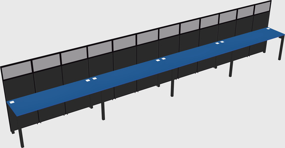 Shared rectangular cubicle