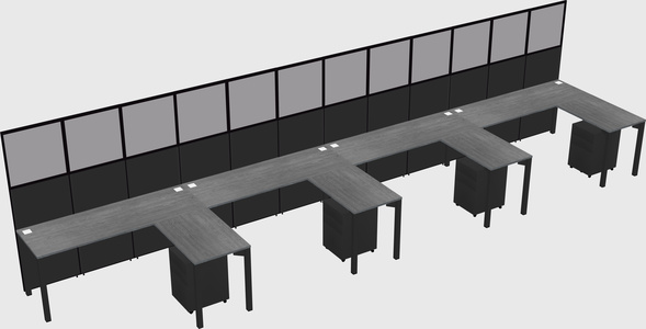 Shared l-shaped cubicle