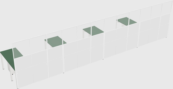 Shared l-shaped cubicle