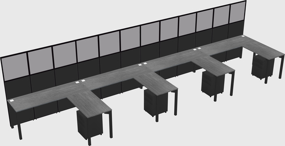Shared l-shaped cubicle