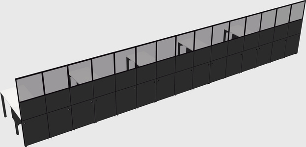 Shared l-shaped cubicle