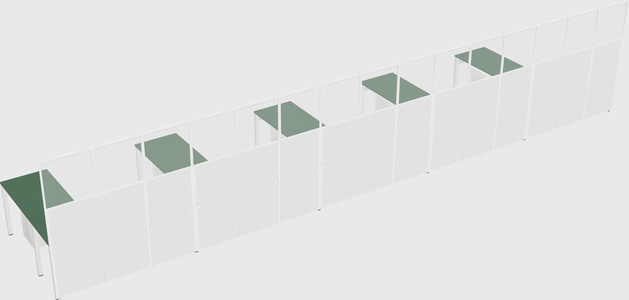 Shared l-shaped cubicle