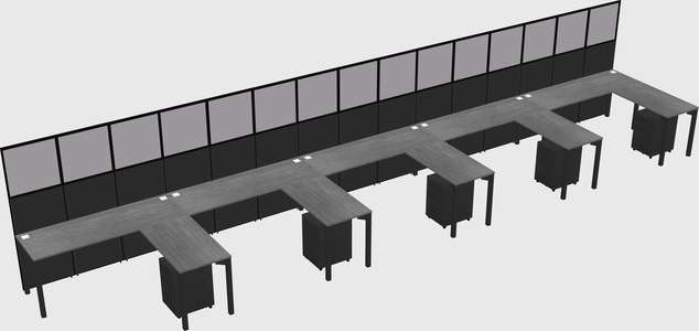 Shared l-shaped cubicle
