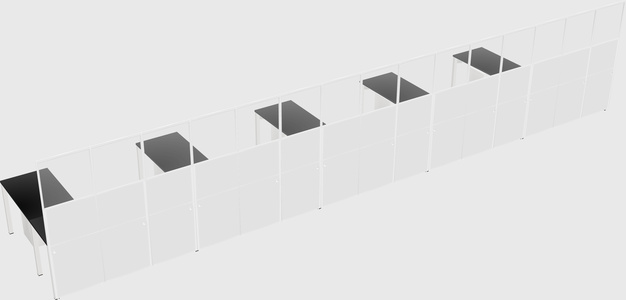 Shared l-shaped cubicle