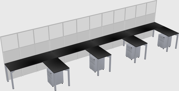 Shared l-shaped cubicle