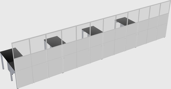 Shared l-shaped cubicle