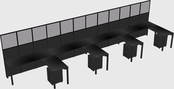 Shared l-shaped cubicle