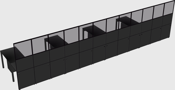 Shared l-shaped cubicle