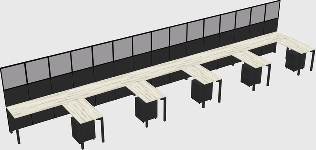Shared l-shaped cubicle