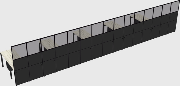 Shared l-shaped cubicle