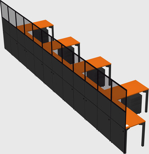 Shared l-shaped cubicle