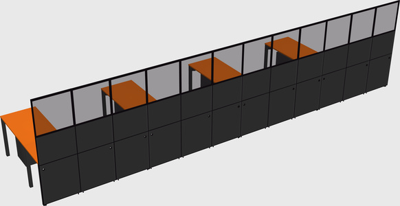 Shared l-shaped cubicle