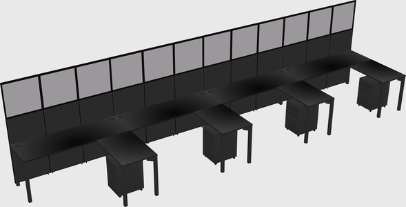 Shared l-shaped cubicle