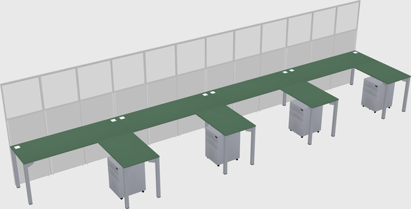 Shared l-shaped cubicle
