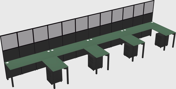 Shared l-shaped cubicle