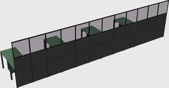 Shared l-shaped cubicle