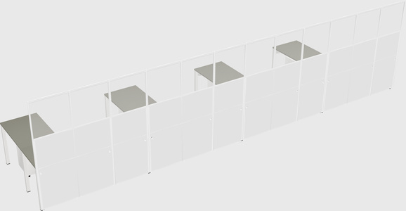 Shared l-shaped cubicle