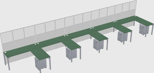 Shared l-shaped cubicle