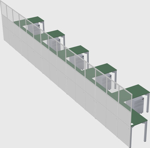 Shared l-shaped cubicle
