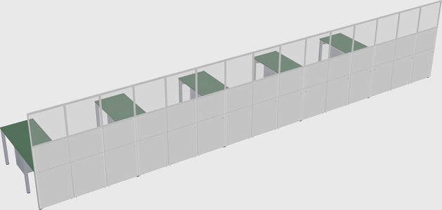 Shared l-shaped cubicle