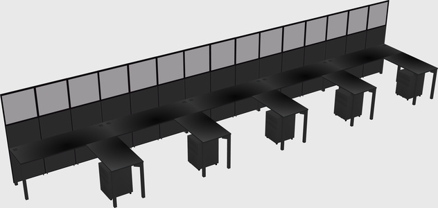 Shared l-shaped cubicle
