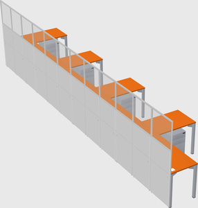 Shared l-shaped cubicle