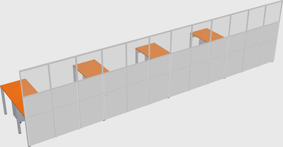Shared l-shaped cubicle