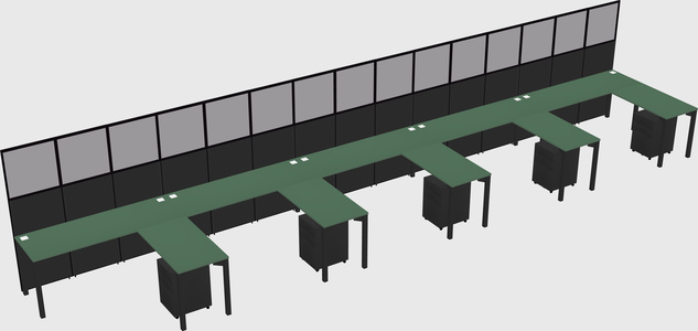 Shared l-shaped cubicle