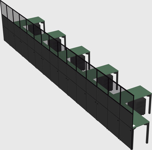 Shared l-shaped cubicle