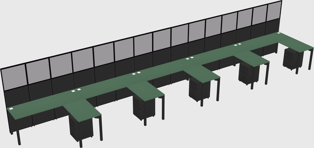 Shared l-shaped cubicle