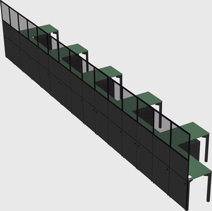 Shared l-shaped cubicle