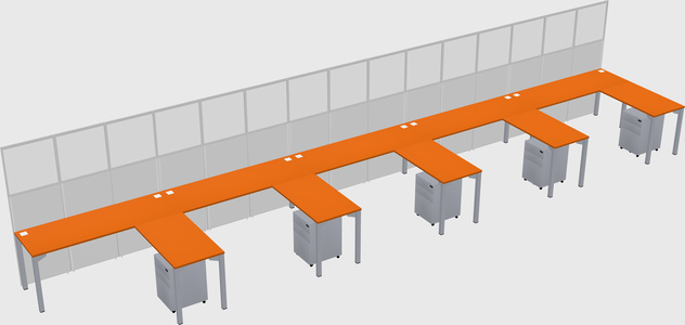 Shared l-shaped cubicle
