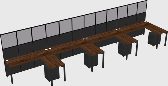 Shared l-shaped cubicle