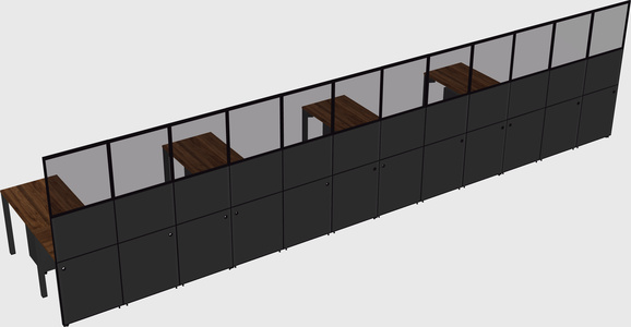 Shared l-shaped cubicle
