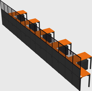 Shared l-shaped cubicle