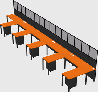 Shared l-shaped cubicle