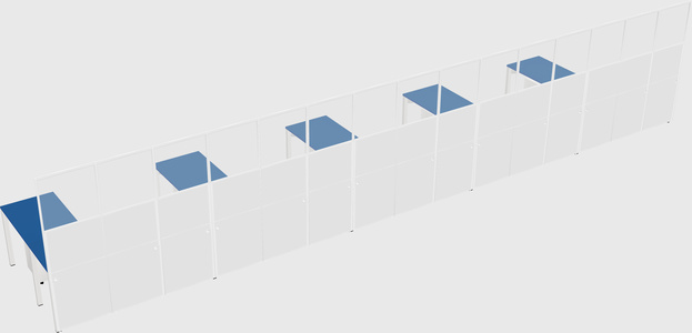 Shared l-shaped cubicle
