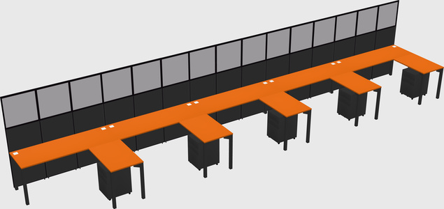 Shared l-shaped cubicle