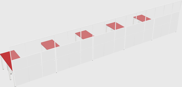 Shared l-shaped cubicle