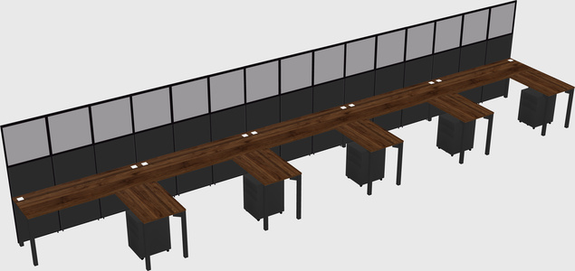 Shared l-shaped cubicle