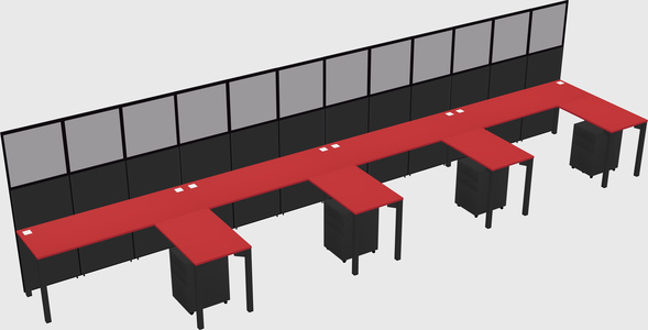 Shared l-shaped cubicle