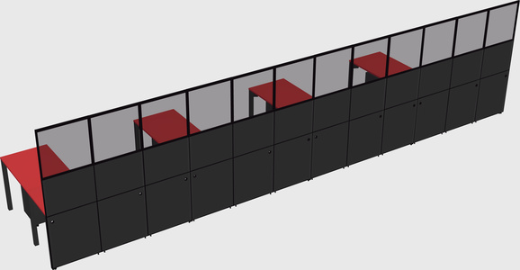 Shared l-shaped cubicle
