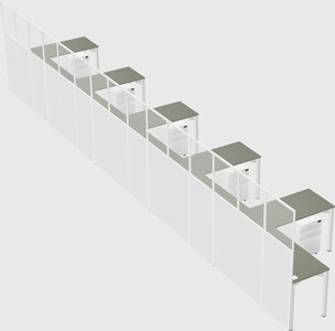 Shared l-shaped cubicle