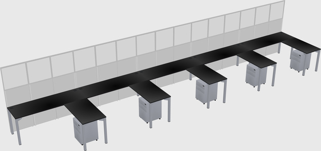 Shared l-shaped cubicle