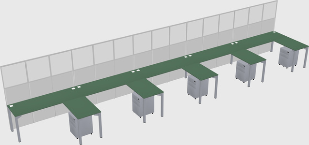 Shared l-shaped cubicle